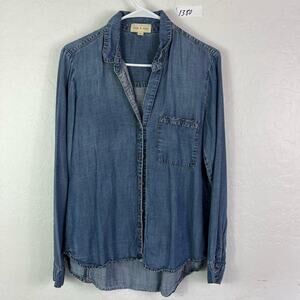 Cloth and Stone Shirt Womens Small Blue Chambray Button Down Top Woman Lyocell